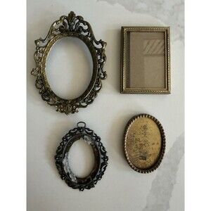 Vintage Miniature Brass Oval Frame Ornate Made In Italy No Glass Or Back + Other